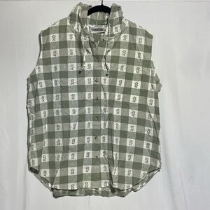 VTG Lauren Brooke Plus Shirt 22w Teddy Bear & Plaid Hooded Top Retro‎ Hills Dept